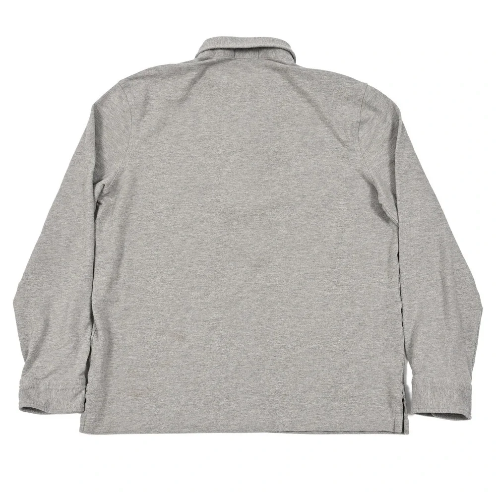 Polo Ralph Lauren Minimalist Men's Large Grey Mesh Long Sleeve Polo Shirt Preppy